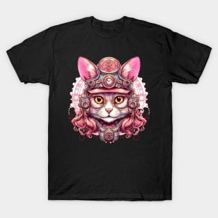 Pink Steampunk Cat T-Shirt